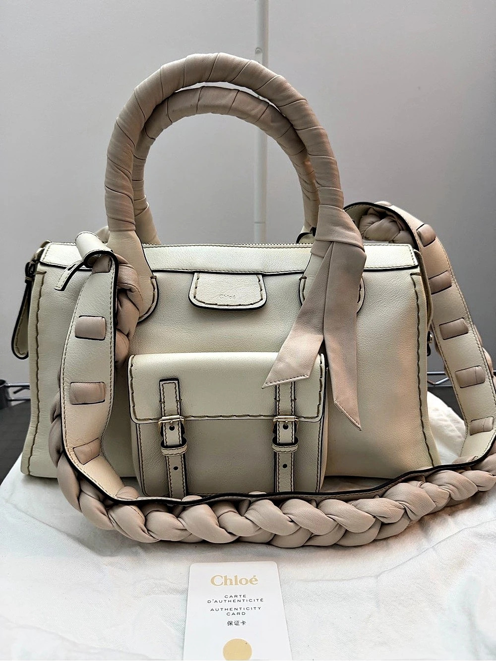 Chloé Edith Bag FW21 Runway Ivory Leather Braided Strap